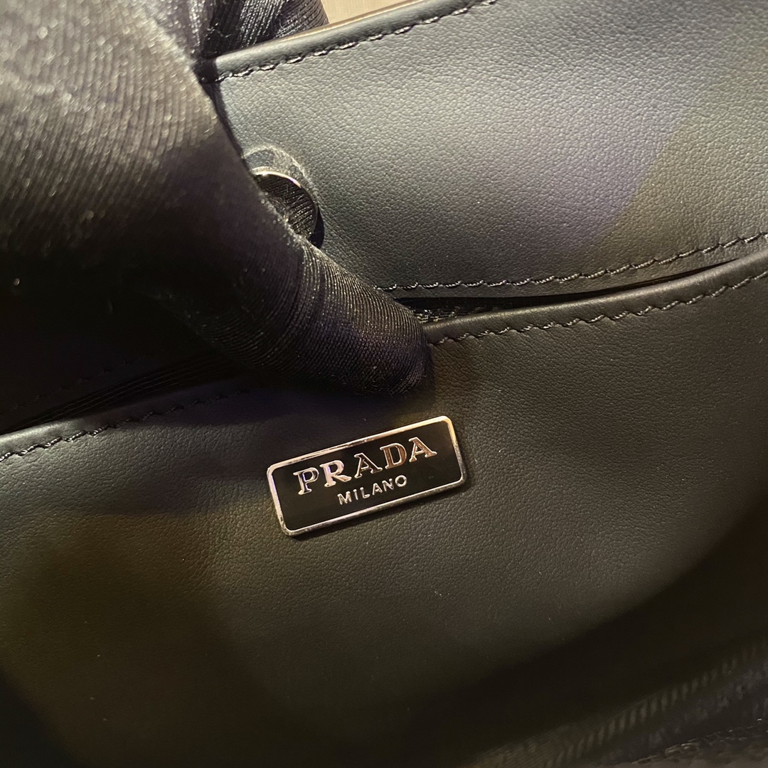 Prada Cleo Brushed Leather Shoulder Bag Black 1BC499